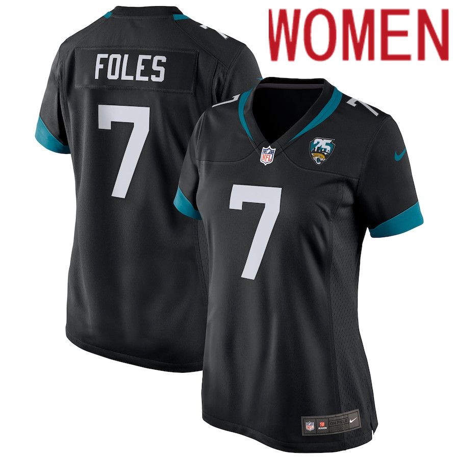 Women Jacksonville Jaguars #7 Nick Foles Nike Black 25th Season Game NFL Jersey->women nfl jersey->Women Jersey